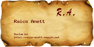 Raics Anett névjegykártya